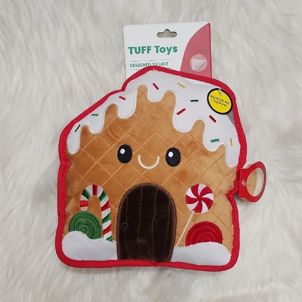 Gingerbread House Plush Dog Toy with Squeaker - New with Tags